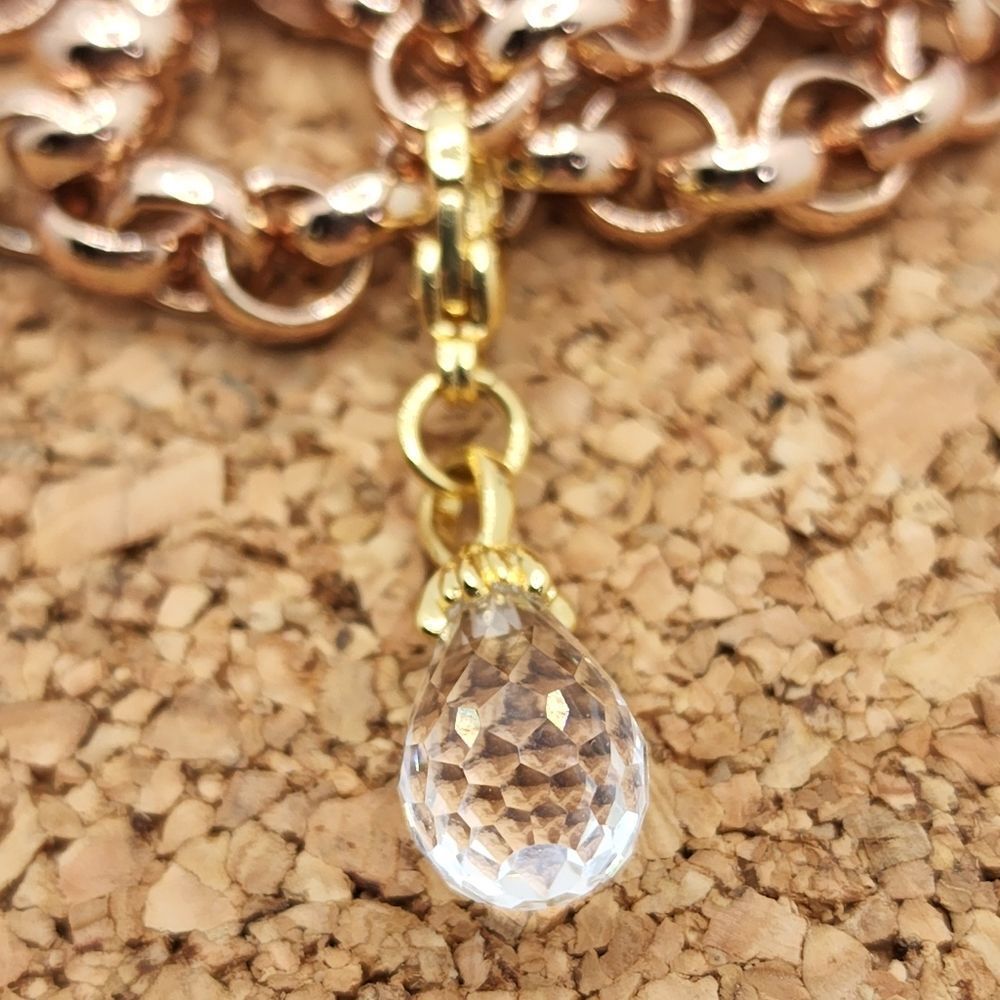 5/$21 🦉 GOLD & CLEAR CRYSTAL DANGLE CLIP CHARM FOR BRACELETS AND NECKLACE